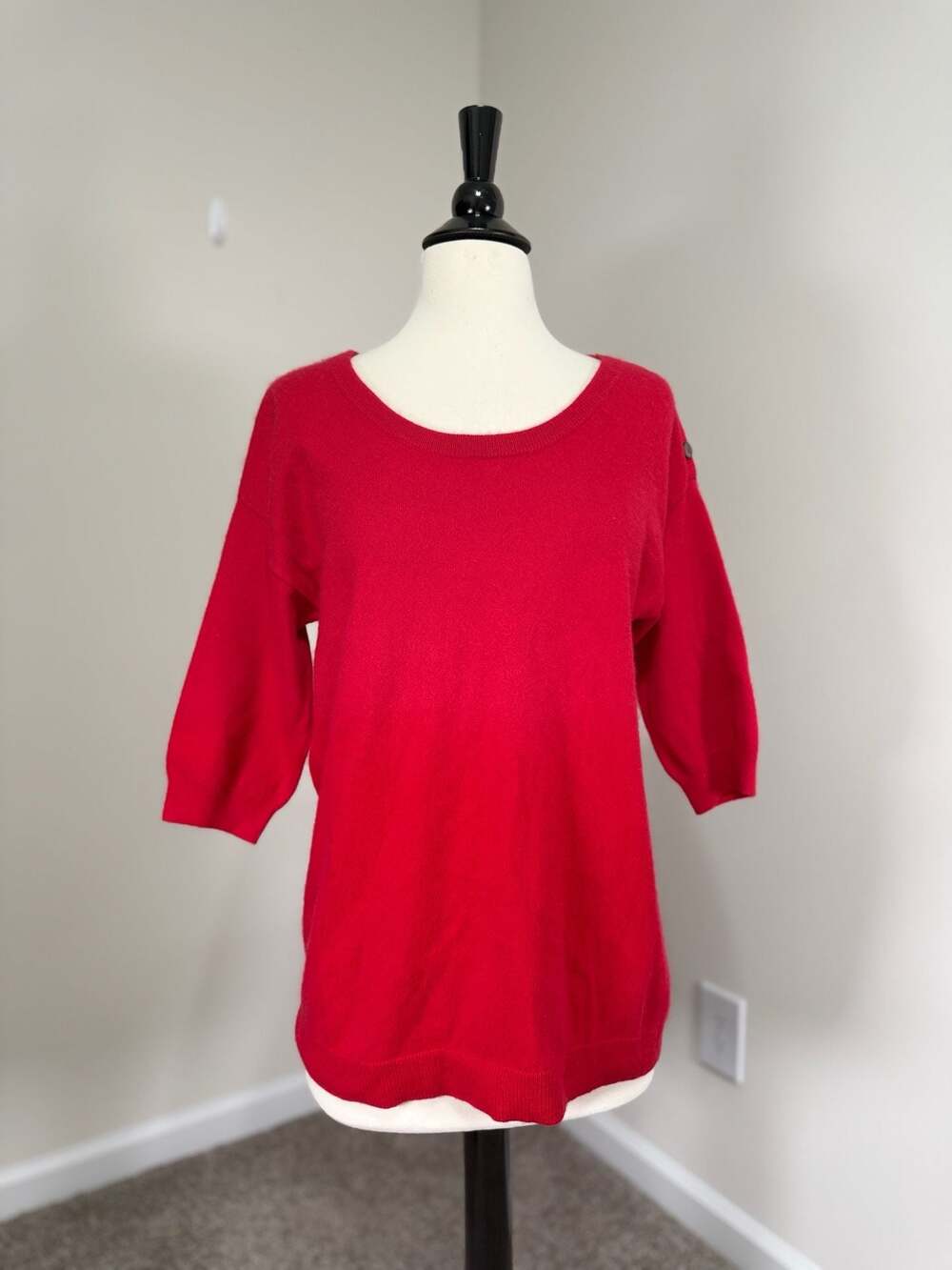 Pure Collection Cashmere Red Sweater Old Money Quiet Luxury Preppy US 12